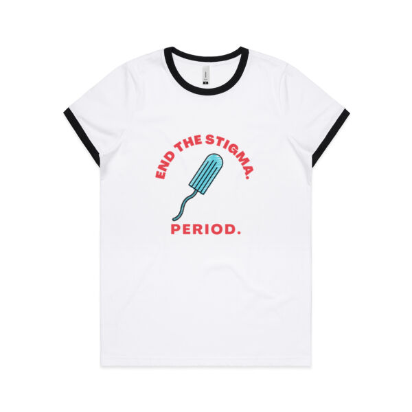 End period stigma - tampon big logo - Womens Ringer Tee Thumbnail