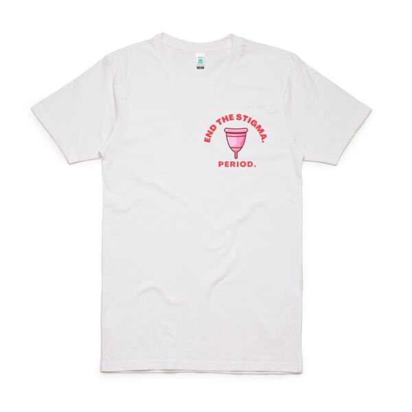 End period stigma - menstrual cup small logo - Mens Organic Tee Thumbnail