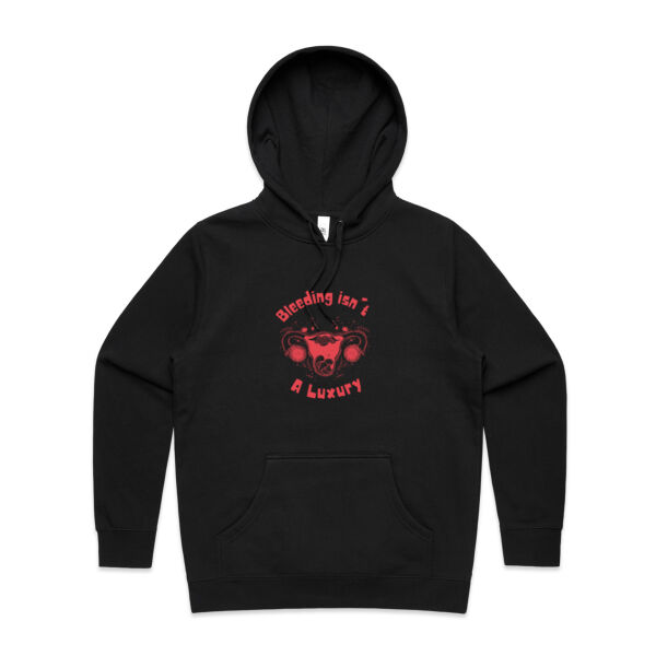 Bleeding isn't A luxury - big logo  - Womens Stencil Hood Thumbnail
